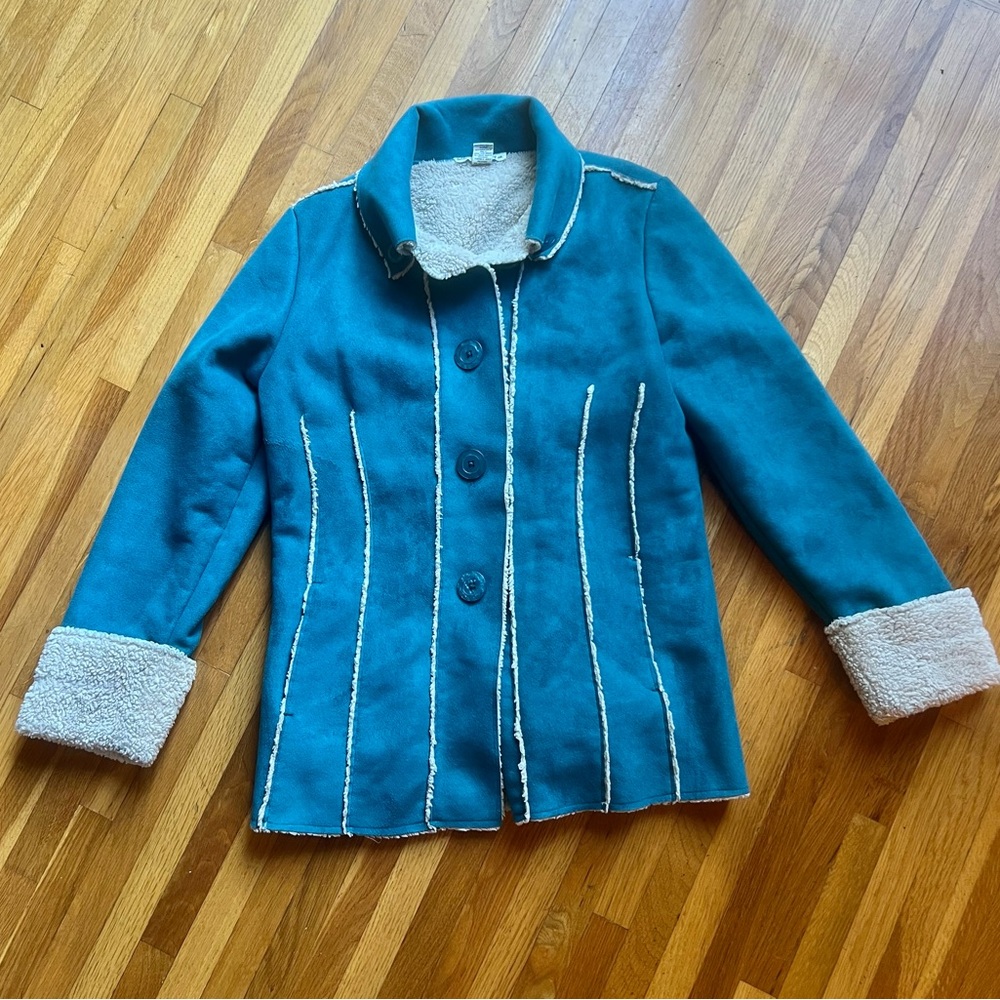 Telluride Clothing Co. Teal Faux Suede Sherpa Jacket